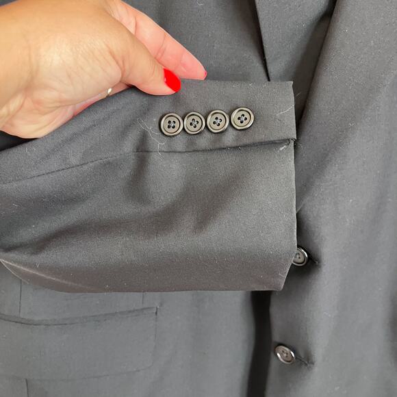 Hickey Freeman Collection Boardroom Wool Cashmere Mens Blazer Size 46R Black - Picture 8 of 11